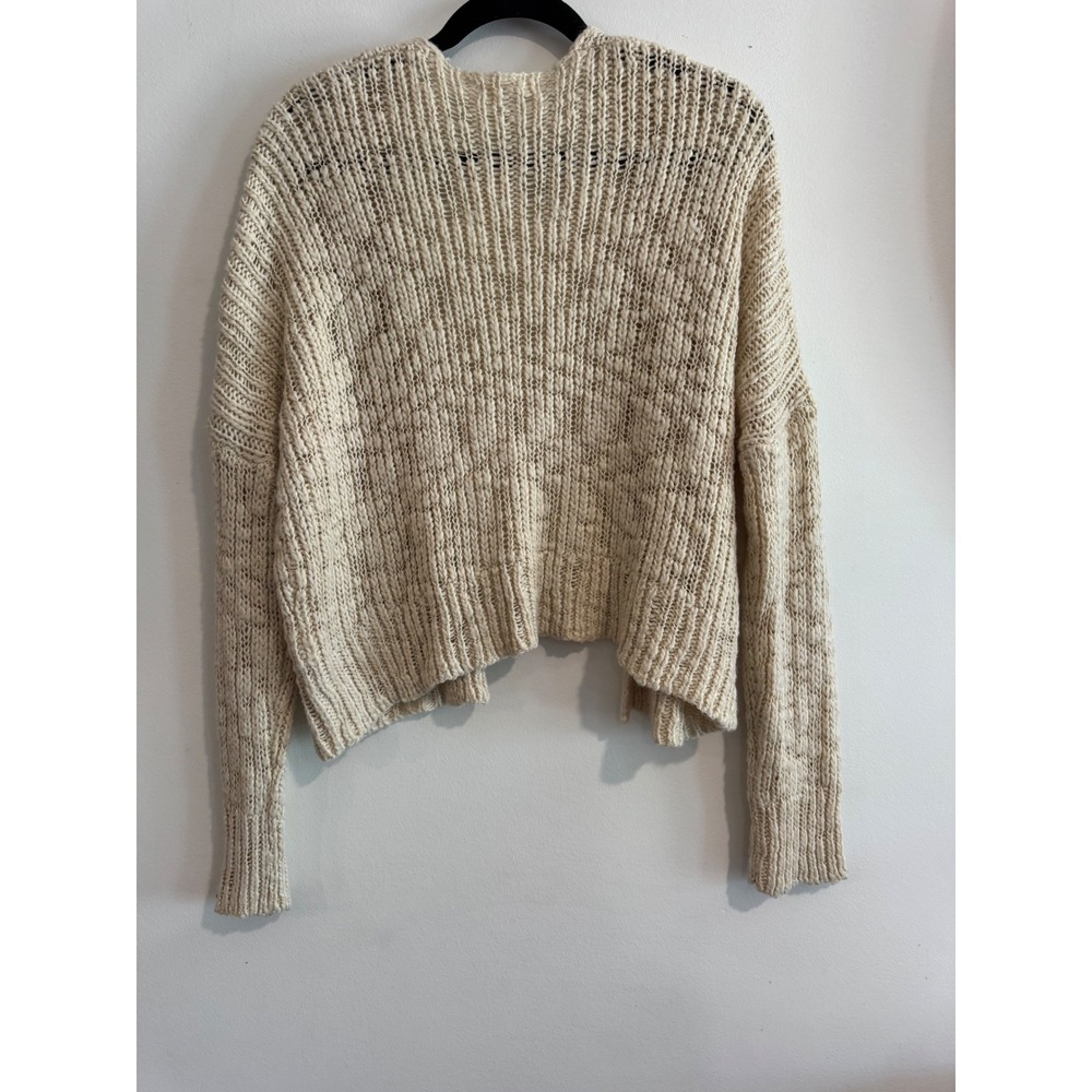 LA‎ Hearts Open Front Chunky Knit Cardigan Womens M/L Cream Ribbed Drop Shoulder - Picture 3 of 6